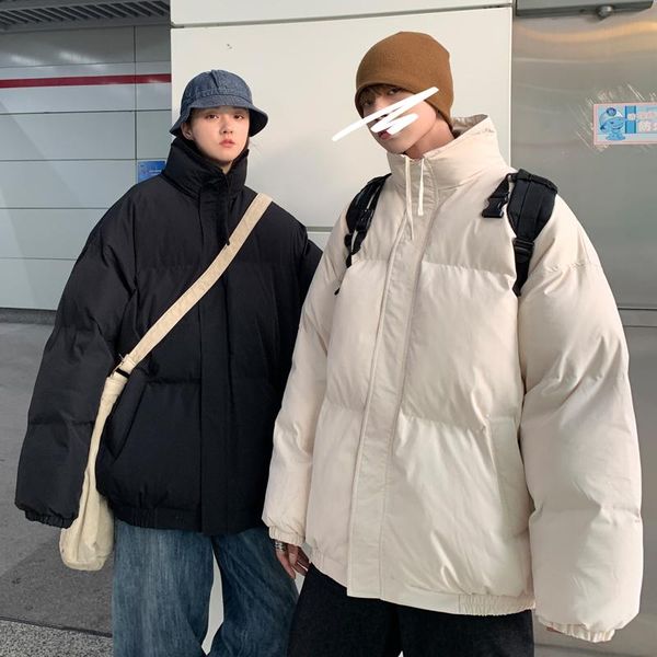 

men's down & parkas oversize loose casual winter coats men thicken warm solid color stand-up collar couple wear plus size male clothing, Black