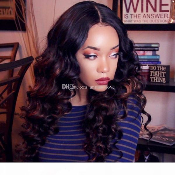 

8a brazilian unprocessed human virgin natural color full lace lace front wig for black women baby hair body wave, Black;brown