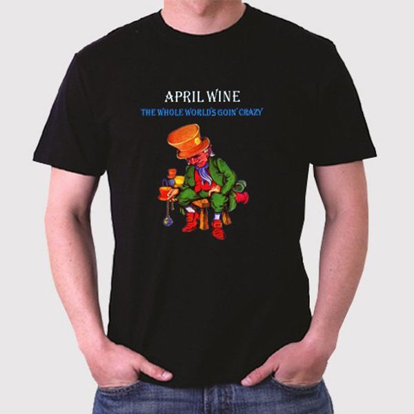 

april wine the whole world's goin' crazy logo black t shirt size s to 3xl brand male slim fit t shirt sport hooded sweatshirt hood