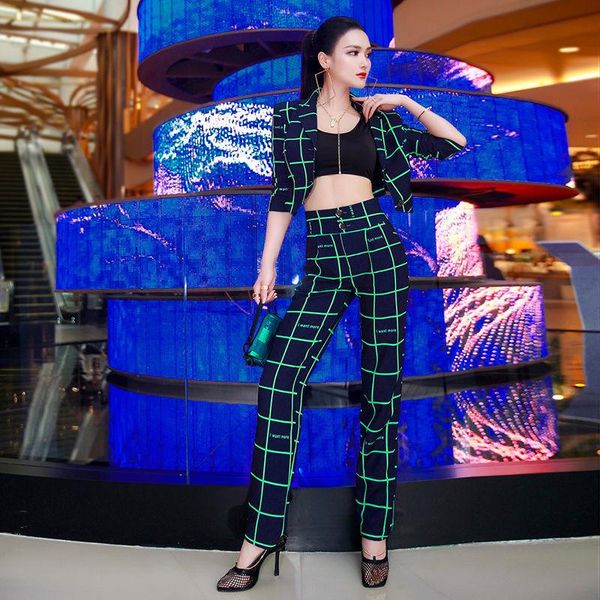 

новая осень-весна женские сексуальные брюки костюмы плед короткие blazer империи брюки set laides club party спецодежда blazer костюмы nz131, White