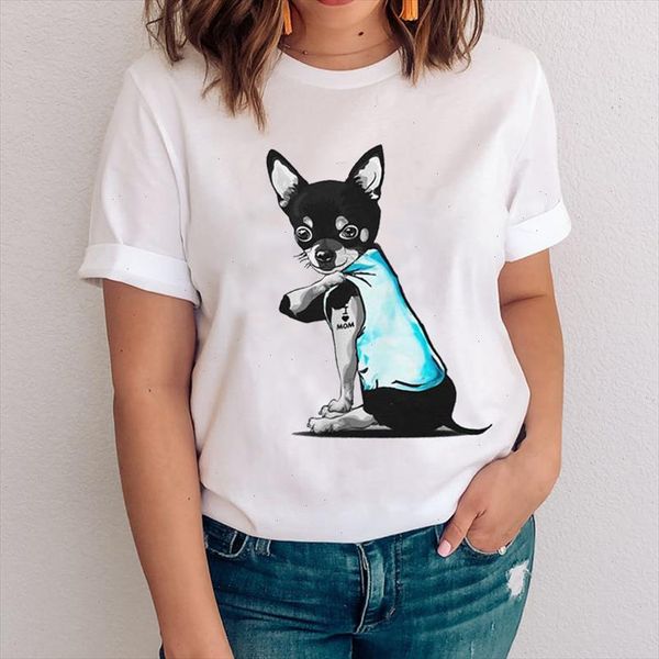 

women graphic trend cute 90s funny dog fashion mom animal clothes lady tees print clothing female tshirt t shirt, White