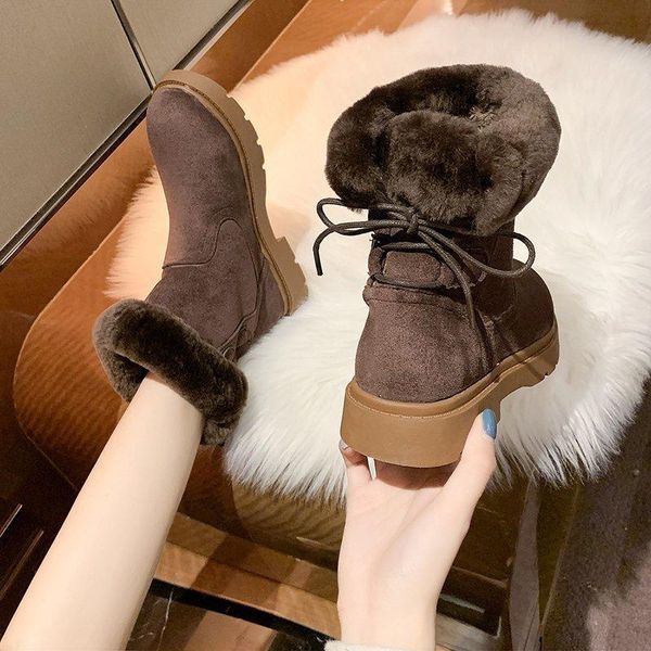 

snow boots для женщин 2020 зимних голеностопной загрузка корейской моды платформа коренастых женской обуви keep warm удобной мягких сапог да, Black