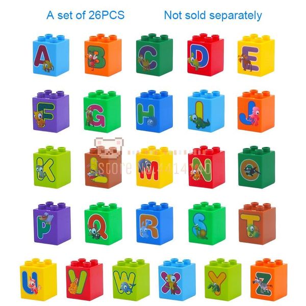 

26pcs/set diy large particle number arithmetic english alphabet toy building blocks moc enlightenment educational kids toys gift jlloei