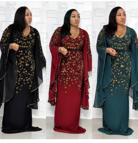 

2019 new fashion style autumn african women plus size long dress xl-3xl1, Red
