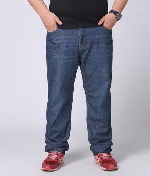 

big size jeans 28-48full length solid color plus size jeans men casual denim trousers male clothes1, Blue
