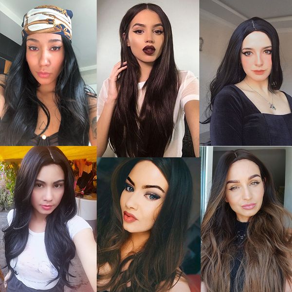 

costume accessories easihair long black synthetic wigs for women middle part wigs natural hair wavy wig cosplay heat resistant black hair wi, Silver