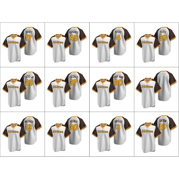 

san diego\rpadres men 13 manny machado 23 fernando tatis jr. 37 joey lucchesi custom women youth white cooperstown collection home jersey, Blue;black