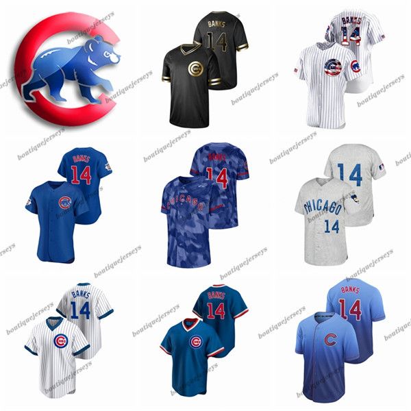 

custom men women kids chicago cubs 14 banks 7 vic home ernie blue gray white baseball jerseys, Blue;black