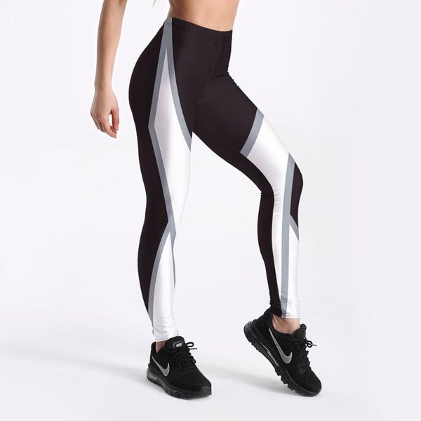 

fashion shape white around printed female fitness leggings women's workout cute elastic pants drop shipping, Black