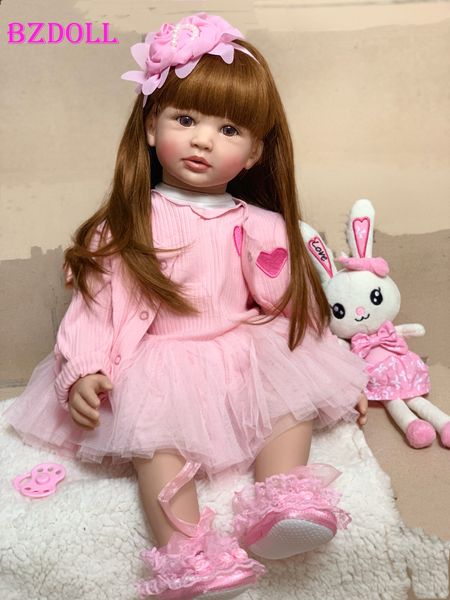 

60cm soft silicone reborn baby doll toy for girl long hair princess toddler babies lifelike alive bebe bonecas kid birthday gift 1011