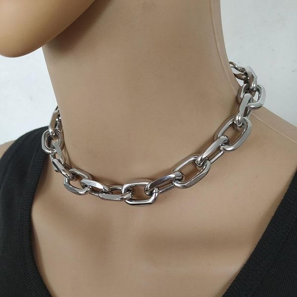 

shixin punk exaggerated heavy metal big thick chain choker necklace women goth fashion night club jewelry, Silver