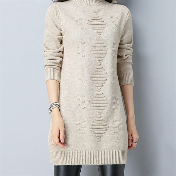 

women autumn winter sweater long sleeve female casual long sweaters solid color womens jumper pullover 201030, White