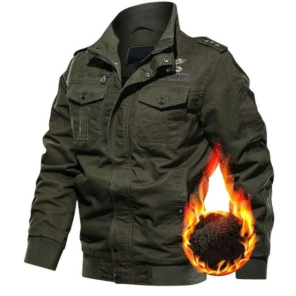 

men's winter fleece jackets warm hooded thermal thick outwear coat male multi-pocket military jacket parkas hombre plus size 6xl 201123, Black