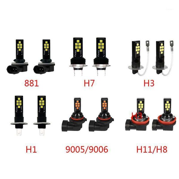 

2pcs h1/h3/h7/h8h11/881/9005 9006 led bulb beam kits 12w 6000k 1200lm led car fog light auto headlamp 12smd 3030 bulbs1