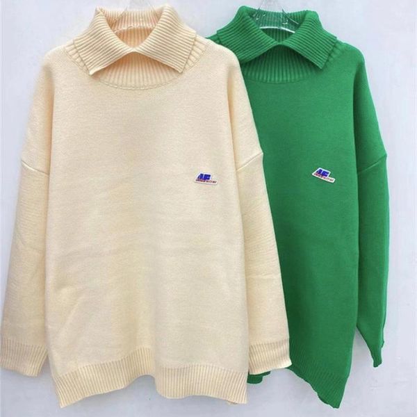 

apricot green truck logo adererror sweaters women men ader error knitted crewneck korean fashion clothing1, White;black