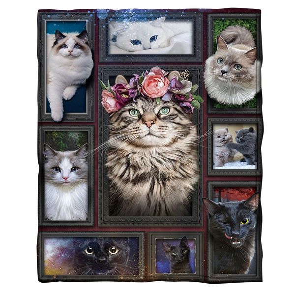 

cat 3d распечатанный флис одеяло для кровати туризма пикника толстых одеяло модного покрывала sherpa throw одеяло груза падение 02