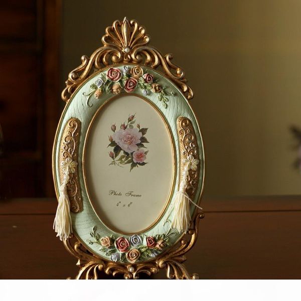 

6 inch creative european pastoral vintage p frame embossed rose resin p frame bedroom table picture frames wedding gift