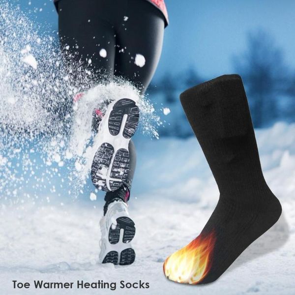 

thicken socks winter men women rechargeable electric heated warmer socks for outdoor skiing cycling sports, Black