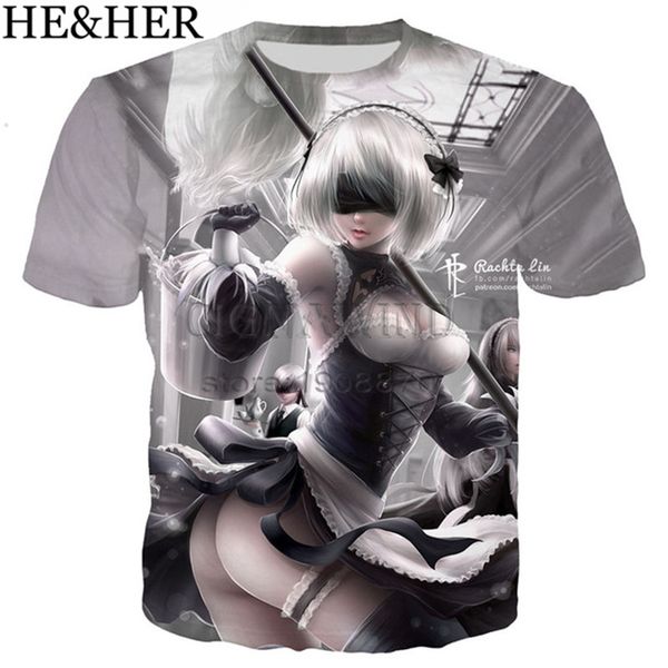 

anime game nier automata series cool 3d print shirts aesthetic oversized horror men clothing