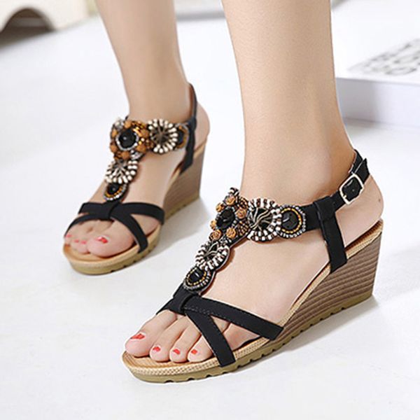 

women shoes summer shoes beach flip flops party shoes ladies new style ladies flat sandals fashion crystalsmultifunction, Black