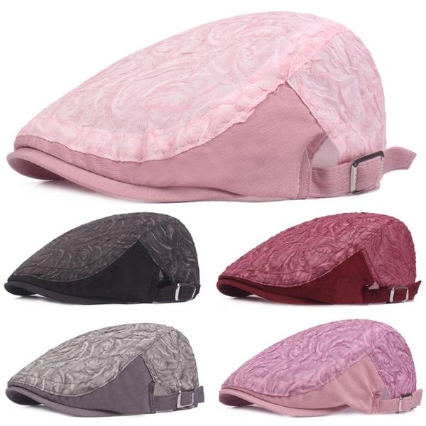 

women lace beret breathable caps ladies outdoor adjustable golf newsboy hats hatcs0370, Blue;gray