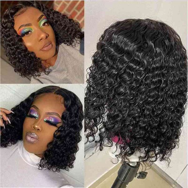

short bob wigs deep wave hu hair 4x4 5x5 13x4 lace wig for black women pre plucked
