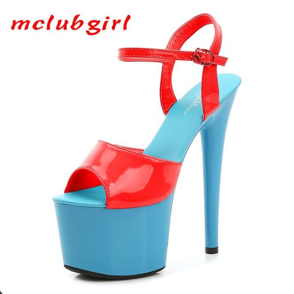 

mclugirl 2021 summer platform high heels sandals thin-heeled 17cm mixed colors waterproof wedding shoe lfd, Black