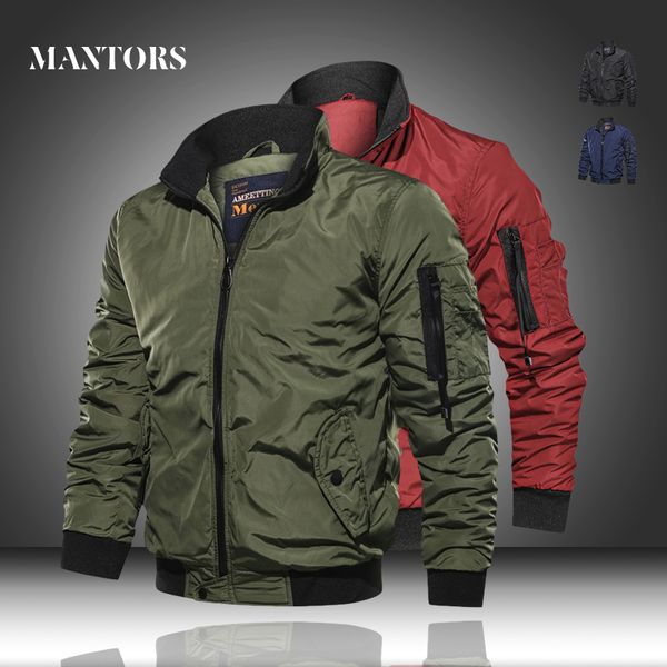 

men casual jacket solid zipper 2020 spring military jackets mens bomber pilot coats outwear windbreaker slim fit multi-pocket x1025, Black;brown