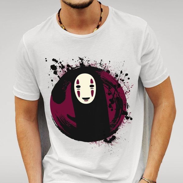 

2018 fashion slim fit new mens white t shirt spirited away no face print casual short sleeves tshirt sport hooded sweatshirt hoodie
