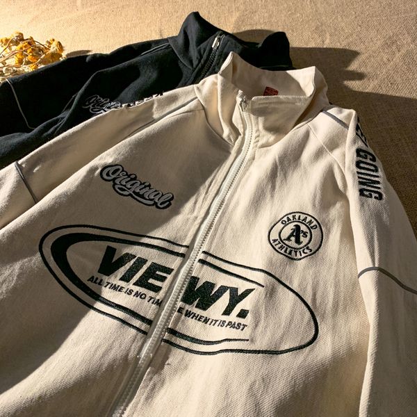 

2021 spring new baseball uniform loose street harajuku oversize jaet men and women couples reflective jaet ladies, Black