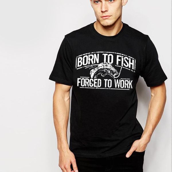 

customized born to fish forced to work black funny clothes comics short sleeve oversized breathable sport sweatshirt hoodie t shirt