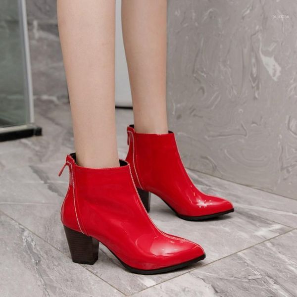 

women's rubber boots pointe shoes zipper luxury designer round toe winter footwear rain pointy autumn ladies low1, Black