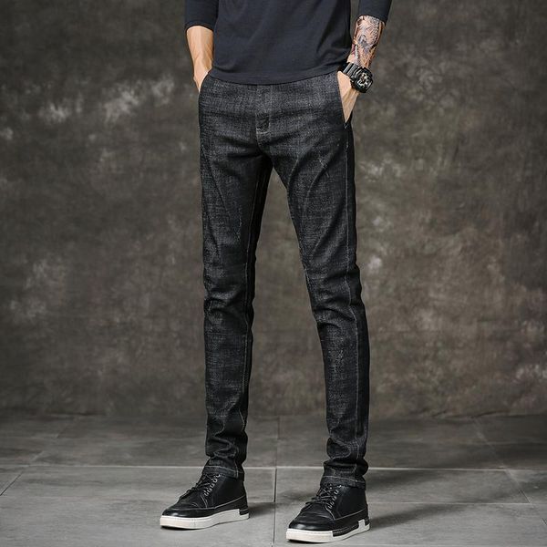 

men's jeans for men 2021 fashion business casual stretch slim classic trousers denim black pants 716, Blue