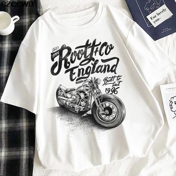 

streetwear tops женская футболка ulzzang harajuku винтаж 90-х годов мотоцикл письмо печать футболка летняя мода негабаритных повседневных же, White