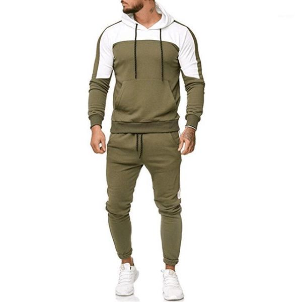 

2 pieces of autumn new splicing running sportswear men's sports shirt sports suit fitness clothes men's suit training sui1, Gray