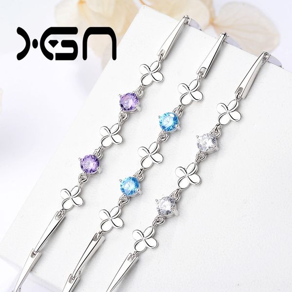 

new concept 925 pure silver four leaf grass for bracelet bracelet women japan and korea 3nzii, Golden;silver