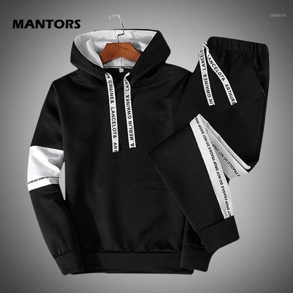 

patchwork tracksuits men's sets spring autumn hooded sweatshirt suit mens sportswear pullover two piece set casual male sets1, Gray