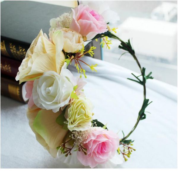

women wedding flower crown wreath festival party floral garlands luxurious flower headband hair accessories bride h qylhdp