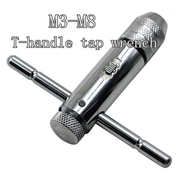 

adjustable 3-8mm t-handle ratchet tap wrench with m3-m8 machine screw thread metric plug tap machinist tool.1