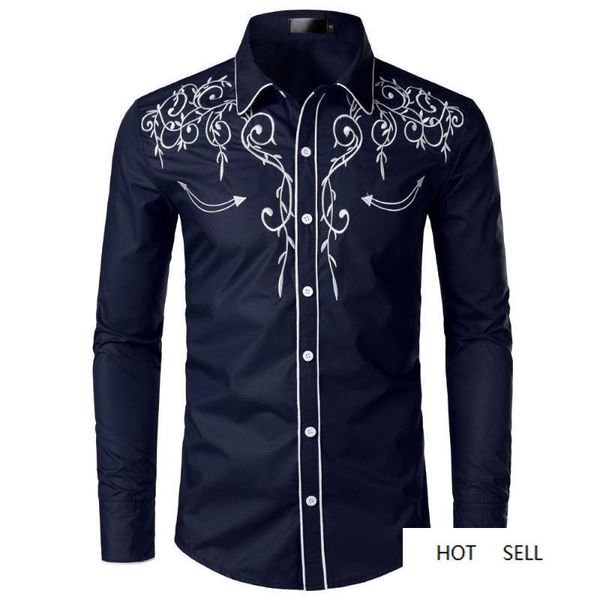 

dress shirts turn down fashion collar long sleeved shirts mens embroidery, White;black