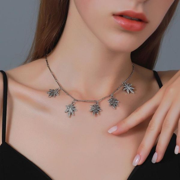 

chokers orgin summer korean fashion silver color tree leaf necklace for women girls vintage party gifts accessories, Golden;silver