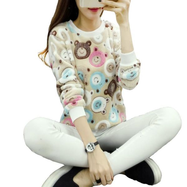 

cute teddy bear harajuku christmas women sweaters 2017 fashion winter wool pullover cashmere knitted sweater warm flannel, White;black