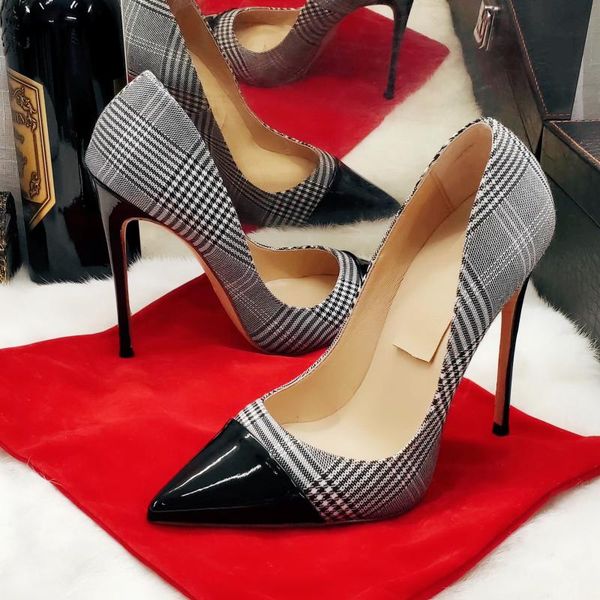

fashion lady stripe pointy toe heels stiletto heel casual designer women high heels shoes 12cm 10cm brand new, Black