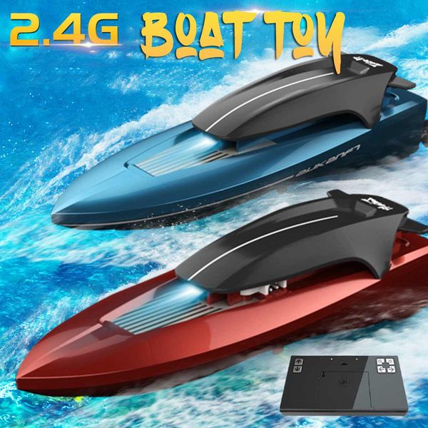 

2.4g speedboat remote control boat mini high speed rowing rc boats summer water boy waterproof model aircraft toy with lights