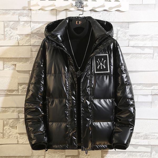 

vxxu jacket collar woolen liner man fall-turn-down motorcycle leather cool outerwear thicken warming fashion men parkas zipper coat down jac, Black