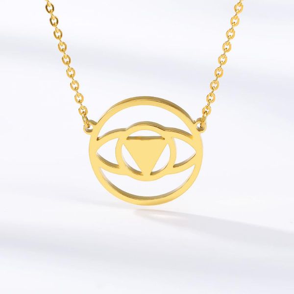 

geometric jewelry stainless steel chain gold color triangle circle pendant necklace collar mujer bijoux femme, Silver