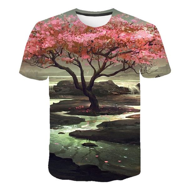 

flower fun half sleeve retro street 3d print shirts kawaii comics harajuku men clothing