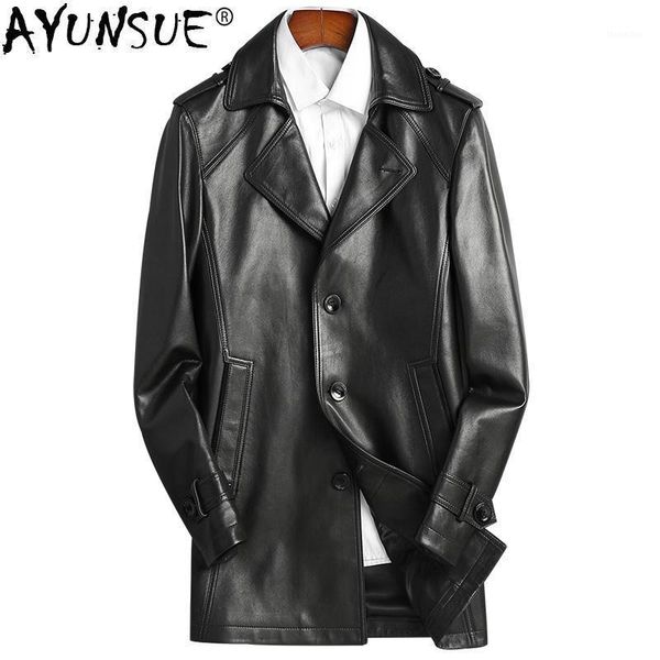 

men's leather & faux ayunsue men's genuine jacket 100% sheepskin coat spring autumn real blazers veste cuir homme b19n007012-b kj4, Black
