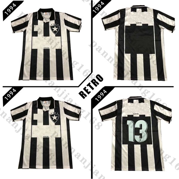 

botafogo de futebol e regatas 1994 black retro soccer jersey 94 botafogo #13 classic vintage football shirt, Black;yellow