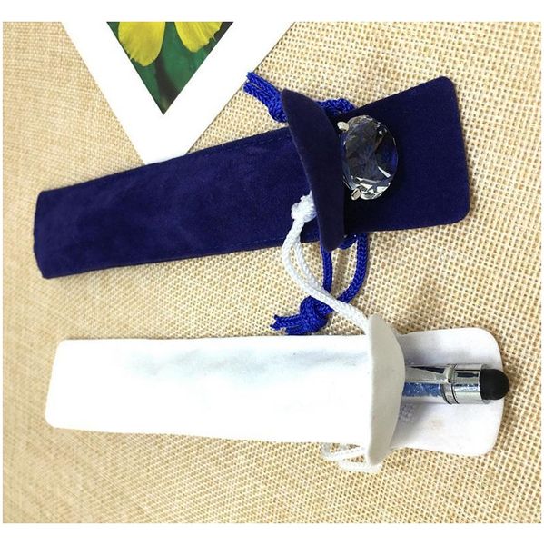 

velvet pen pouch holder single pencil bag solid color drawstring pen case gift bag school office home storage supplies jlltem ladyshome
